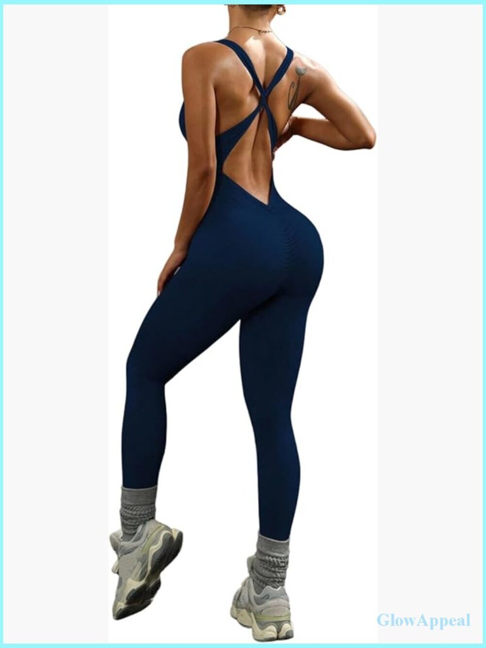 Sleeveless Criss Cross Backless Jumpsuit Romper Activewear Yoga Workout